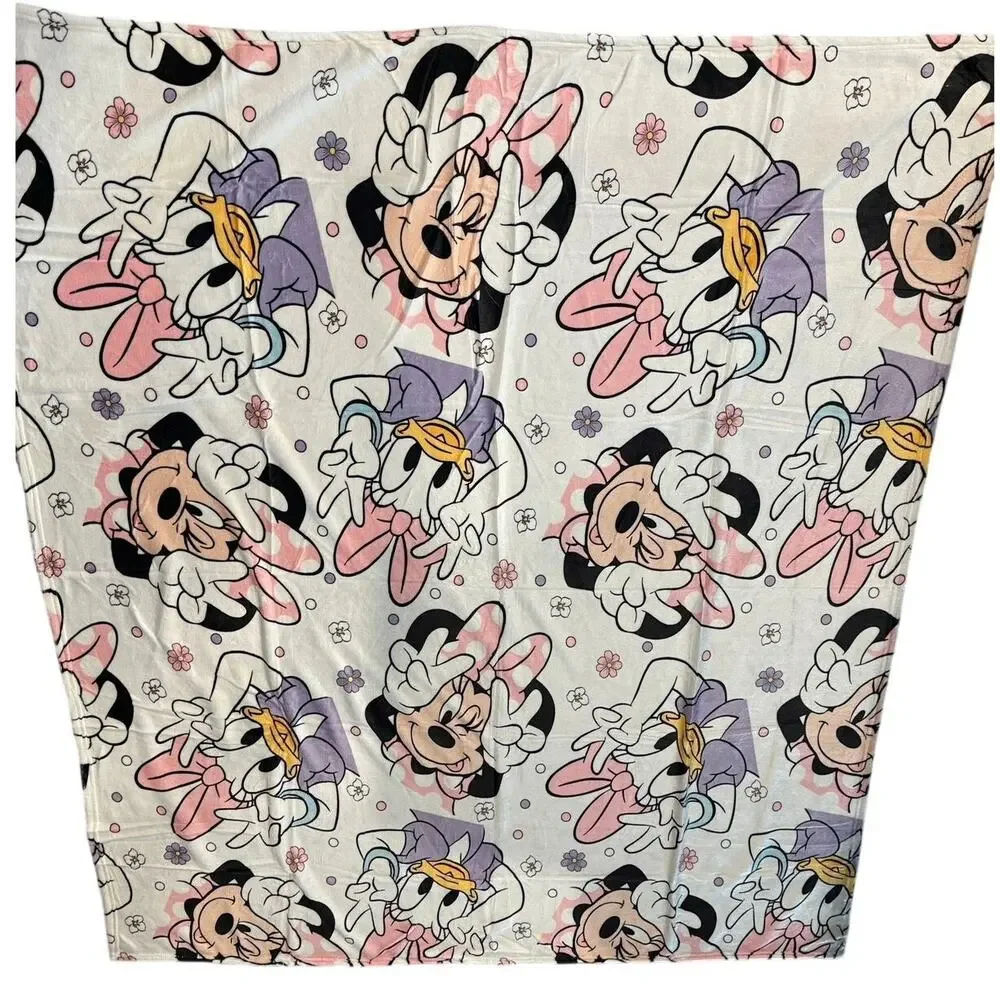 Minnie Daisy Duck Soft Fleece Throw Blanket 58x50 Pink Purple Polyester Cute